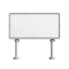 Obraz premium Isolated blank billboard with a white screen stands on two supporting pillars against a clean white backdrop ready for advertising placement and design visuals.
