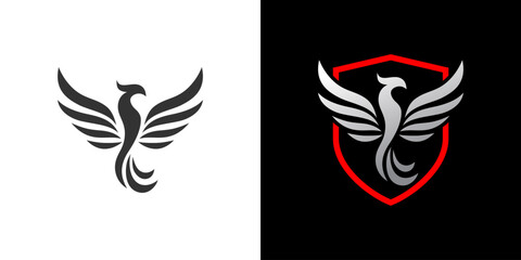 Shield phoenix Logo, Phoenix abstract logo design