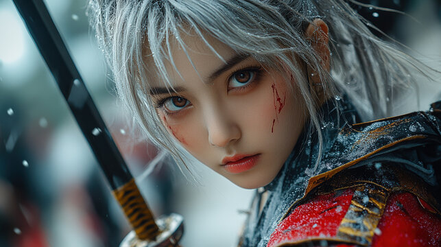 Woman in warrior cosplay