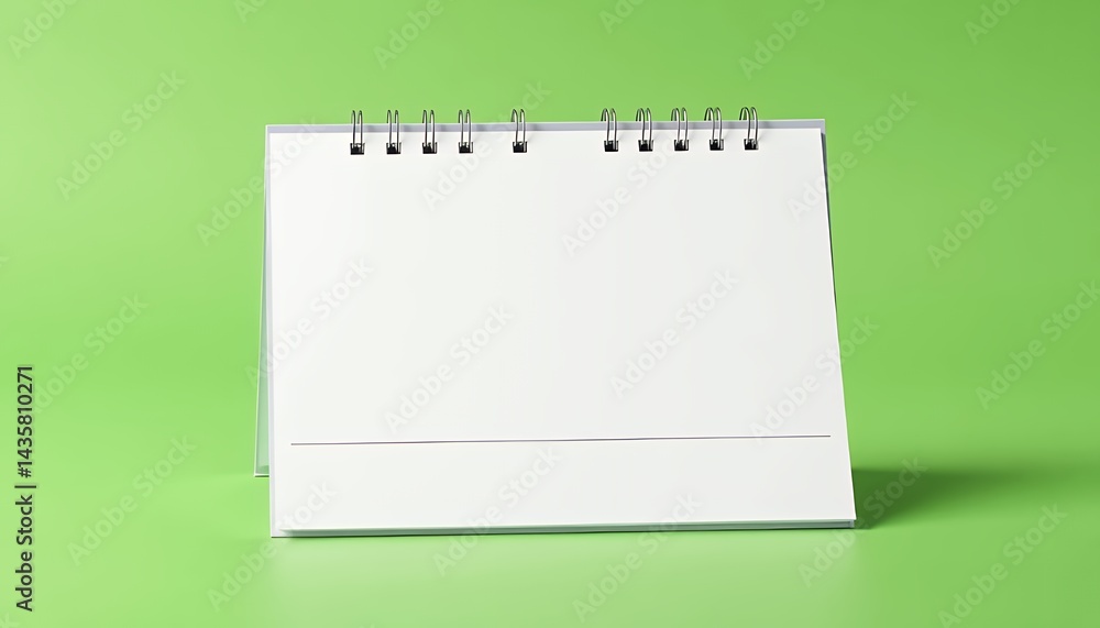 Poster desk calendar isolated on green screen background with blank white pages perfect for mockups and sch