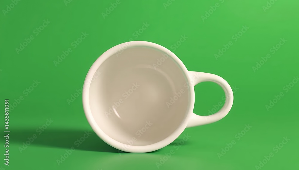 Poster elegant white cup isolated on green screen background studio shot clean smooth texture simple design