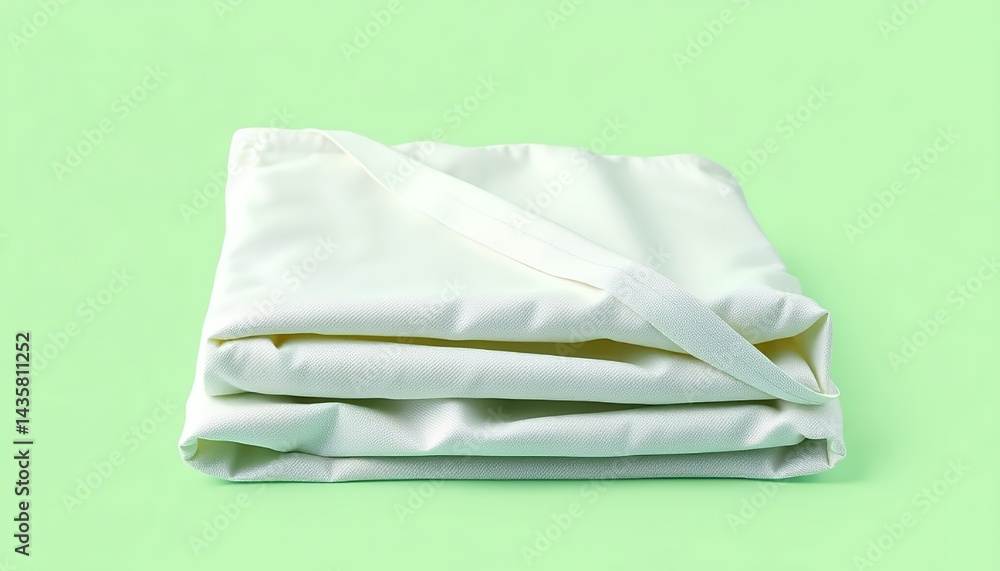 Poster Folded White Towel Isolated On Green Screen Background Clean Soft Fabric For Mockup Ads Promotion Presentation And Various Design, Clear Studio Object With Realistic Style