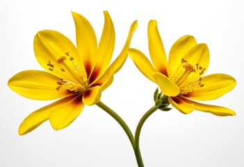 Obraz premium Yellow flowers in a vase on a white background