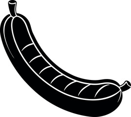 Sausage Silhouette in Black | Meat Food Icon Vector for BBQ, Kitchen & Culinary
