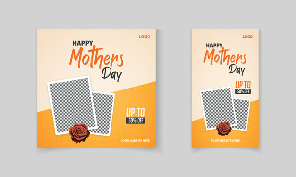 Happy Mother's Day social media post and story for sale, discount offer, promotion template design