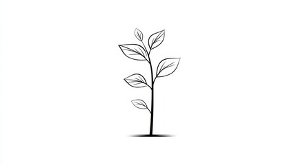 A Minimalist Line Art Sapling - Growth, nature, simplicity, new beginnings, environment. Symbolizing hope, development, and the life cycle