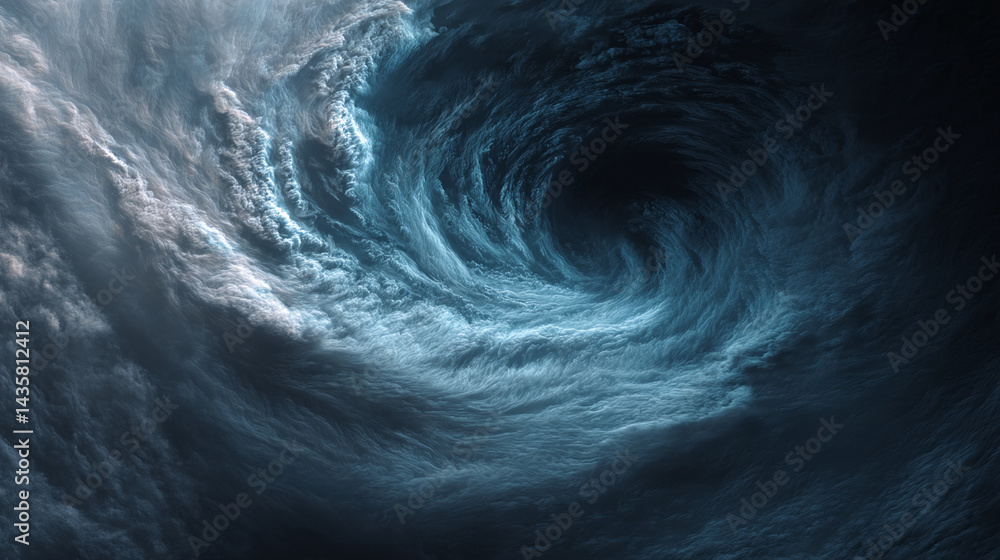 Aufkleber abstract swirling blue texture resembling a vortex or nebula, creating a dynamic and intense visual,