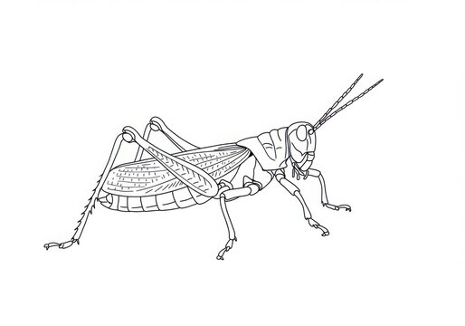black and white grasshopper outline clip art preview