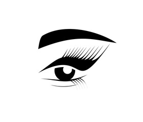 eye eyelashes logo in flat style. makeup icon for beauty salon. look, vision, ophthalmologist