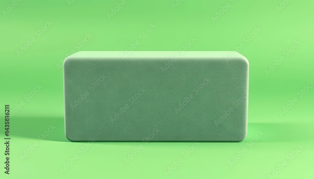 Poster rectangular mossy texture block isolated on green screen background perfect for digital composites a