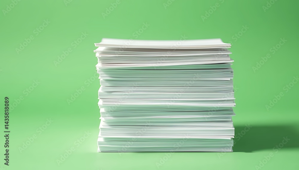 Poster stack of white paper isolated on green screen background perfect for advertisement presentation on c
