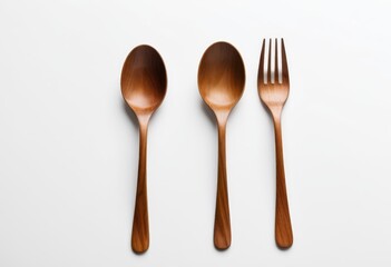The white surface has three wooden spoons and two wooden spoons