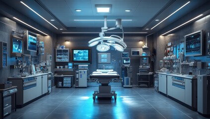 Modern surgical operating room interior design.