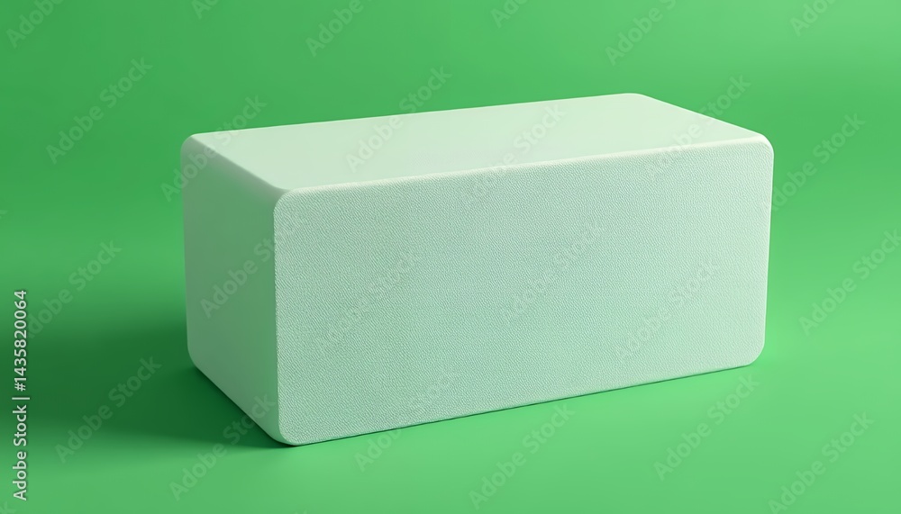 Poster white geometric cuboid shape isolated on green screen background minimalist 3d render object clean a