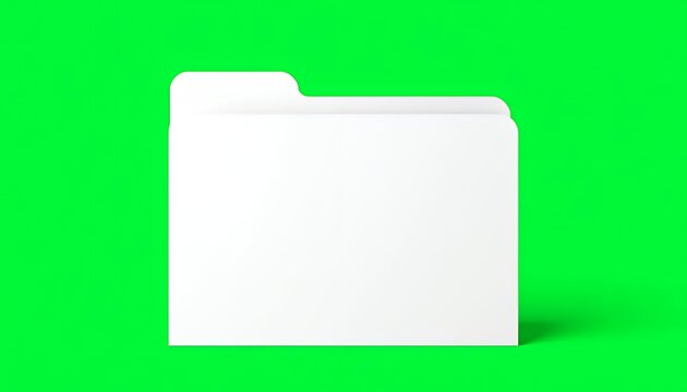 White Folder Isolated on Green Screen Background Simple Design For Business Documents Isolated on Green Screen Background For Office Supply Perfect For Mockup And Decoration