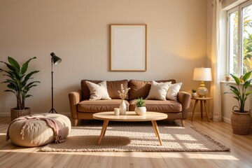 Cozy Modern Living Room with Natural Light and Minimalist Decor Elements