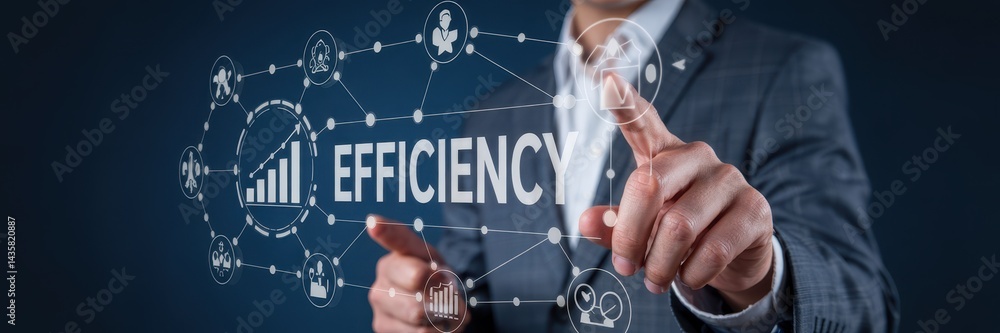 Poster interactive display of business efficiency concept.