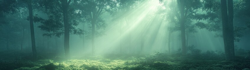 Mystical forest bathed in ethereal light