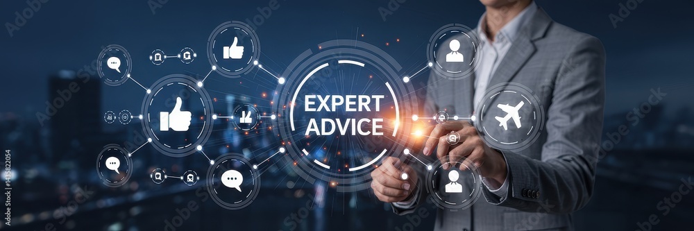 Poster expert advice displayed on a digital interface.
