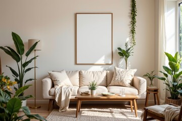Bright and Airy Living Room with Modern Furniture and Plants