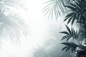Tropical foliage silhouettes against soft light