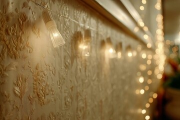 Soft Glow of Decorative Lights on Elegant Textured Wall Background