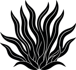 Seaweed Silhouette in Black | Marine Plant Vector