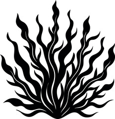 Seaweed Silhouette in Black | Marine Plant Vector