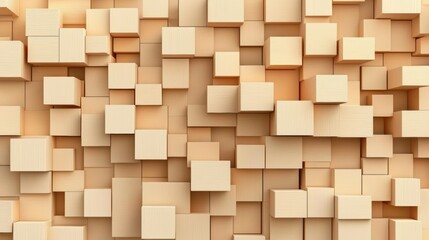 A 3D rendering of a wall of beige cubes.