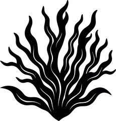 Seaweed Silhouette in Black | Marine Plant Vector