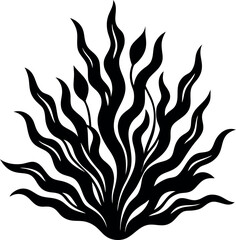 Seaweed Silhouette in Black | Marine Plant Vector