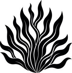 Seaweed Silhouette in Black | Marine Plant Vector