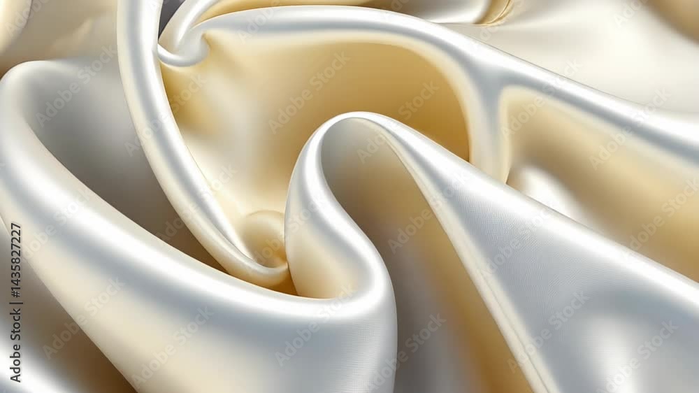 Poster elegant fabric flows in golden and silver hues, creating a mesmerizing visual spectacle of texture a