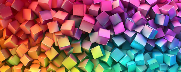 Colorful, 3d cubes in vibrant shades.