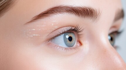 Fototapeta premium Close-up view of a woman's face with skin care treatment