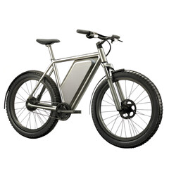 Obraz premium 3D Render of Modern Electric Bicycle with Large Battery and Thick Tires Isolated on White Background