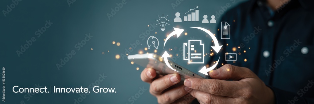 Poster data management process on a mobile device.