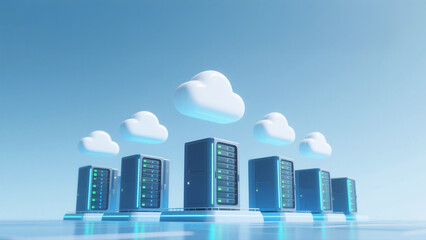Fototapeta premium 클라우드 컴퓨팅과 네트워크 인프라 기술 일러스트 Cloud Computing and Network Infrastructure Technology Illustration