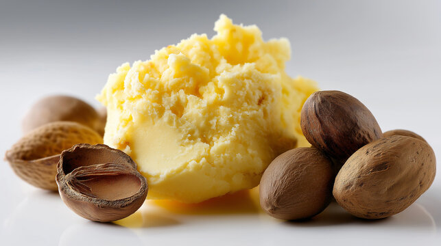 Raw and Unrefined Shea Butter with Shea Nuts in Natural Form