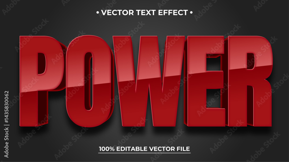 Poster power 3d editable text effect with red color suitable for battle themes