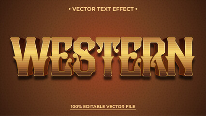 Editable 3d vintage western text effect Classic font style