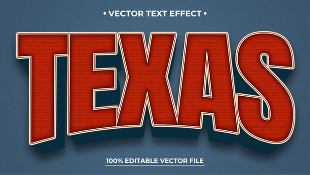 Editable text style effect Texas Retro text style theme