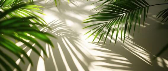 Palm Leaves Casting Shadows on a Light Wall