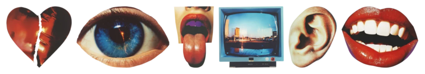 Fototapeten PNG Pop art sensory collage, element set on transparent background © Rawpixel.com