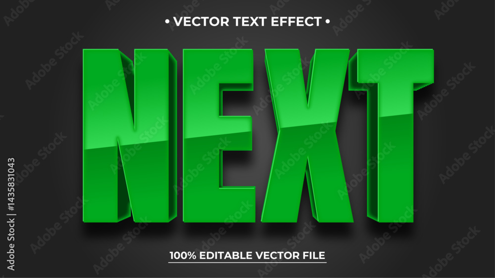 Poster next 3d editable text effect with green color suitable for battle themes