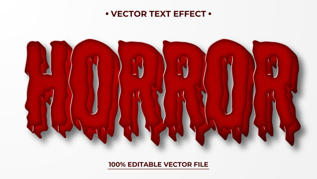 Horror editable text effect template liquid red slime 3d bold cartoon text style