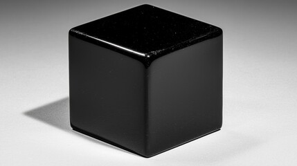 A black cube with a glossy finish.