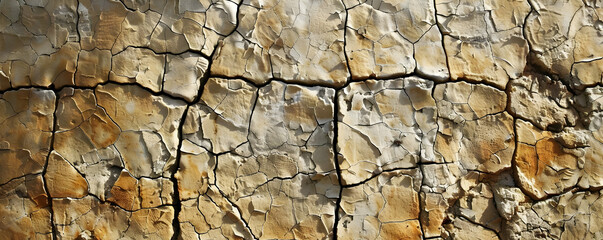 Fototapeta premium Closeup view of extensive cracks in a dried surface