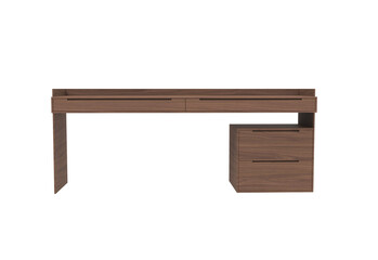 wooden table front view without shadow 3d render
