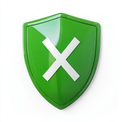 Obraz premium Green shield with cross symbol isolated on white background